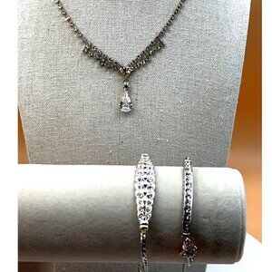 Elegant Cubic Zirconia Jewelry Set - Necklace & Bracelets.  B87